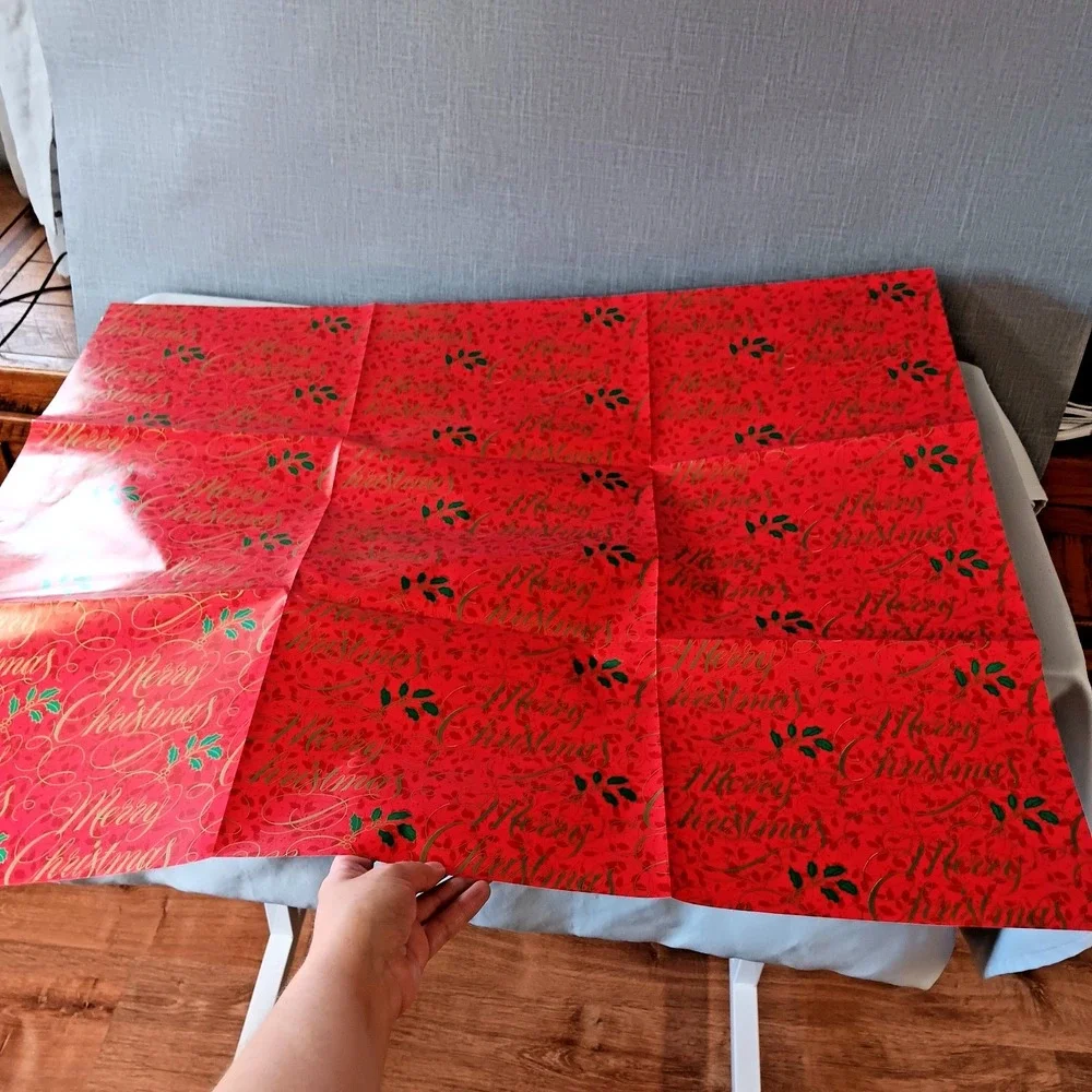Current Vintage Santa Merry Gift Wrapping Paper‎ 80s Christmas Holiday Ribbon